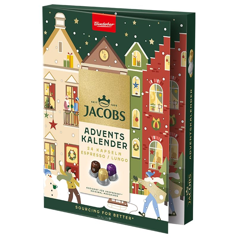 Jacobs Kapsel Adventskalender, 24 kapslí Espresso/Lungo Kapseln, kompatibilní s Nespresso* Kaffee Kapseln, 24 Kapsel