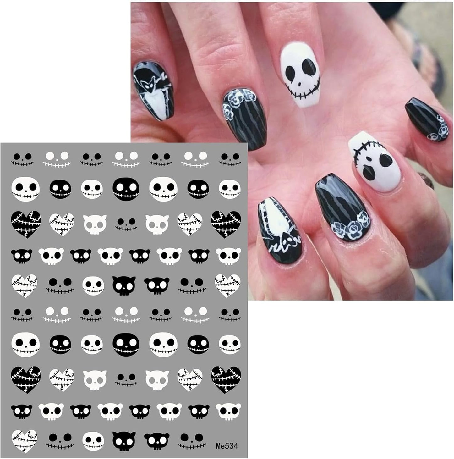 JMEOWIO Nálepka na nehty Halloween 9 Blatt Nálepka na nehty Selbtklebend Nagelaufkleber Dekoration Nageldesign Zubehör