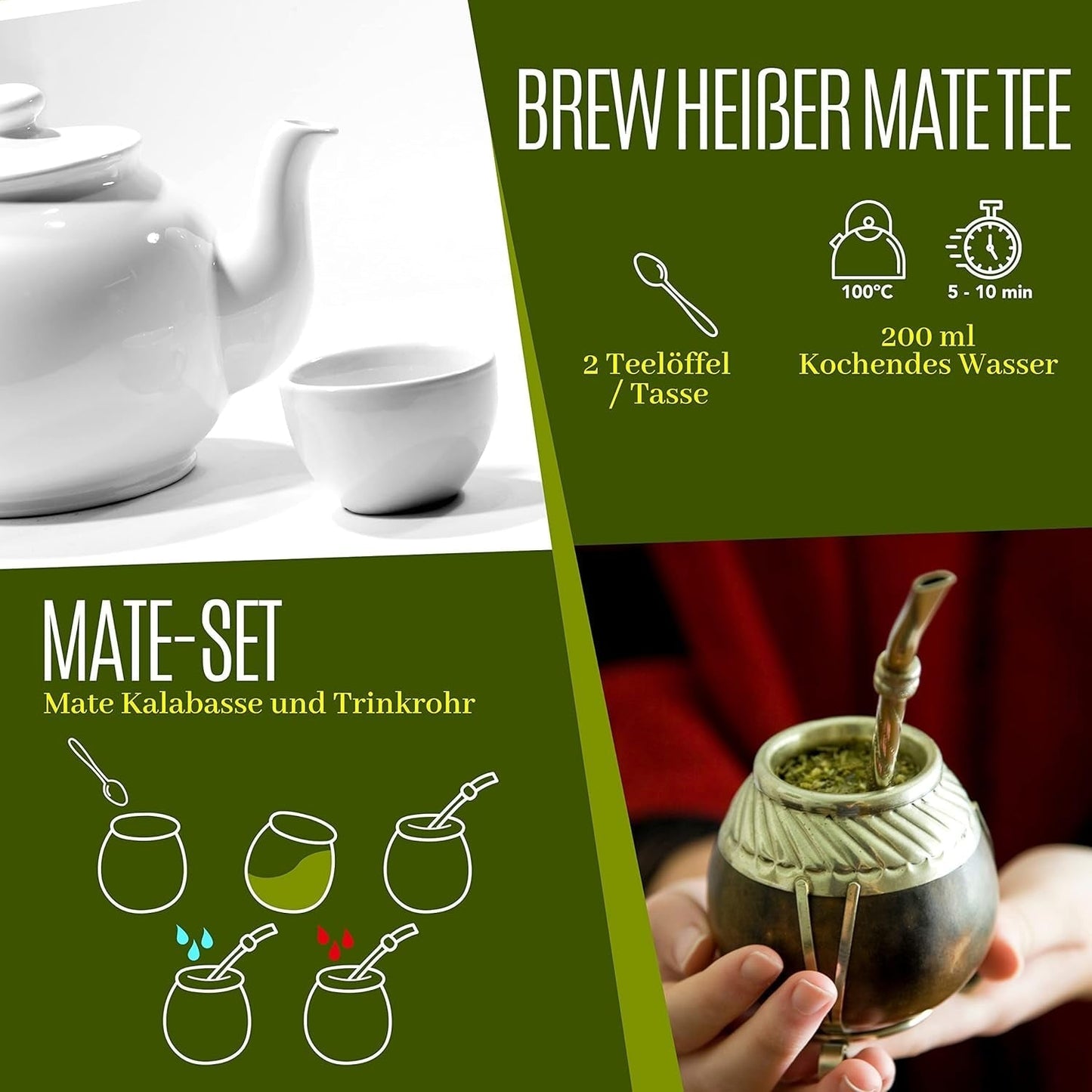 VITSTORM® Slim Tea Kardamom – BIO čaj Yerba Mate – Detoxikační a diuretický čaj – 100G