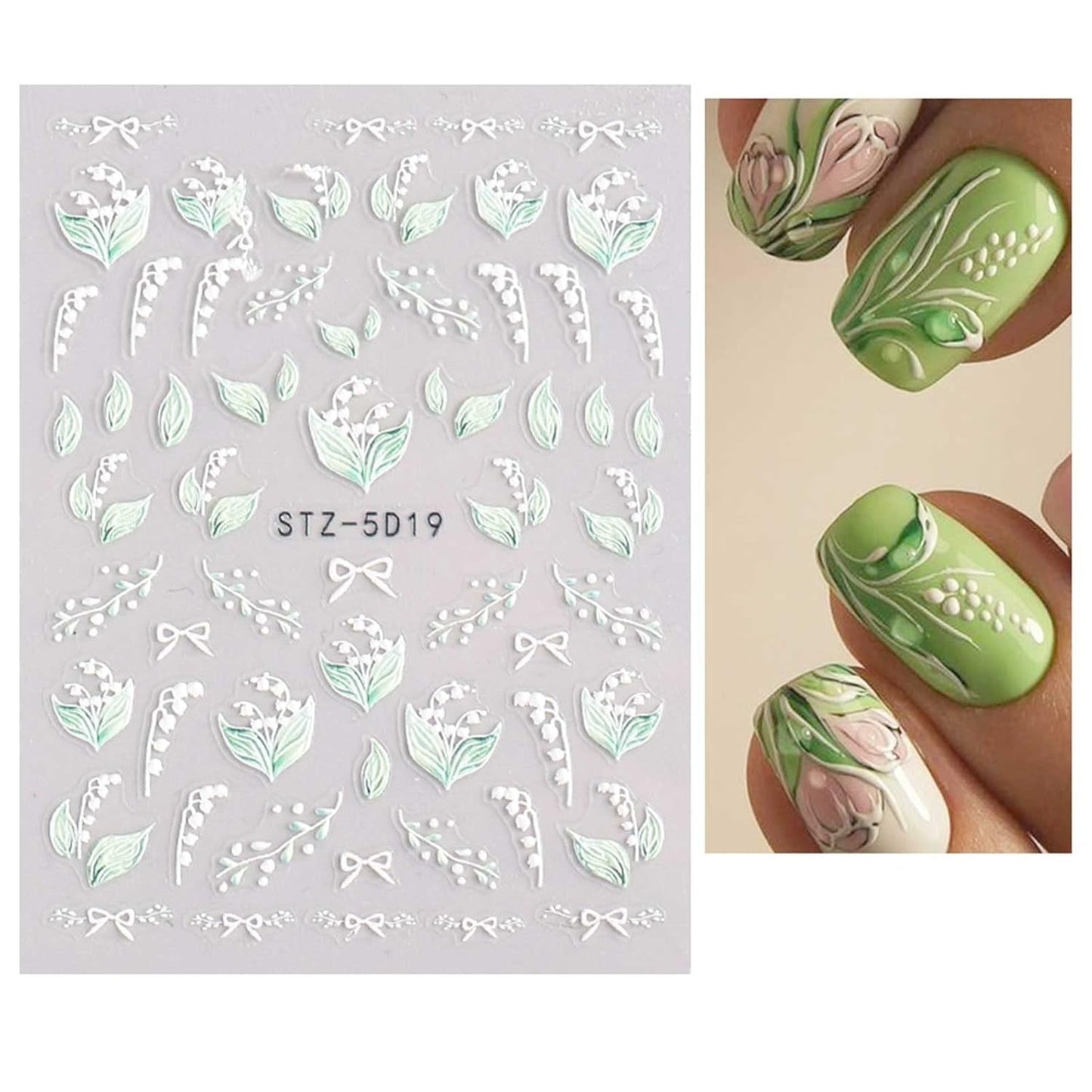 JMEOWIO 3D Nálepka na nehty Frühling Blume Nálepka na nehty Selbstklebend Nagelaufkleber 5D Stereoskopisch Buntes Letní Blumen Dekorace Nageldesign Zubehör 4 Blatt
