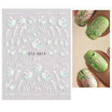 JMEOWIO 3D Nálepka na nehty Frühling Blume Nálepka na nehty Selbstklebend Nagelaufkleber 5D Stereoskopisch Buntes Letní Blumen Dekorace Nageldesign Zubehör 4 Blatt
