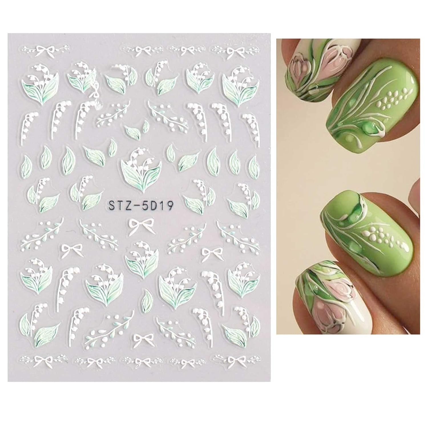 JMEOWIO 3D Nálepka na nehty Frühling Blume Nálepka na nehty Selbstklebend Nagelaufkleber 5D Stereoskopisch Buntes Letní Blumen Dekorace Nageldesign Zubehör 4 Blatt