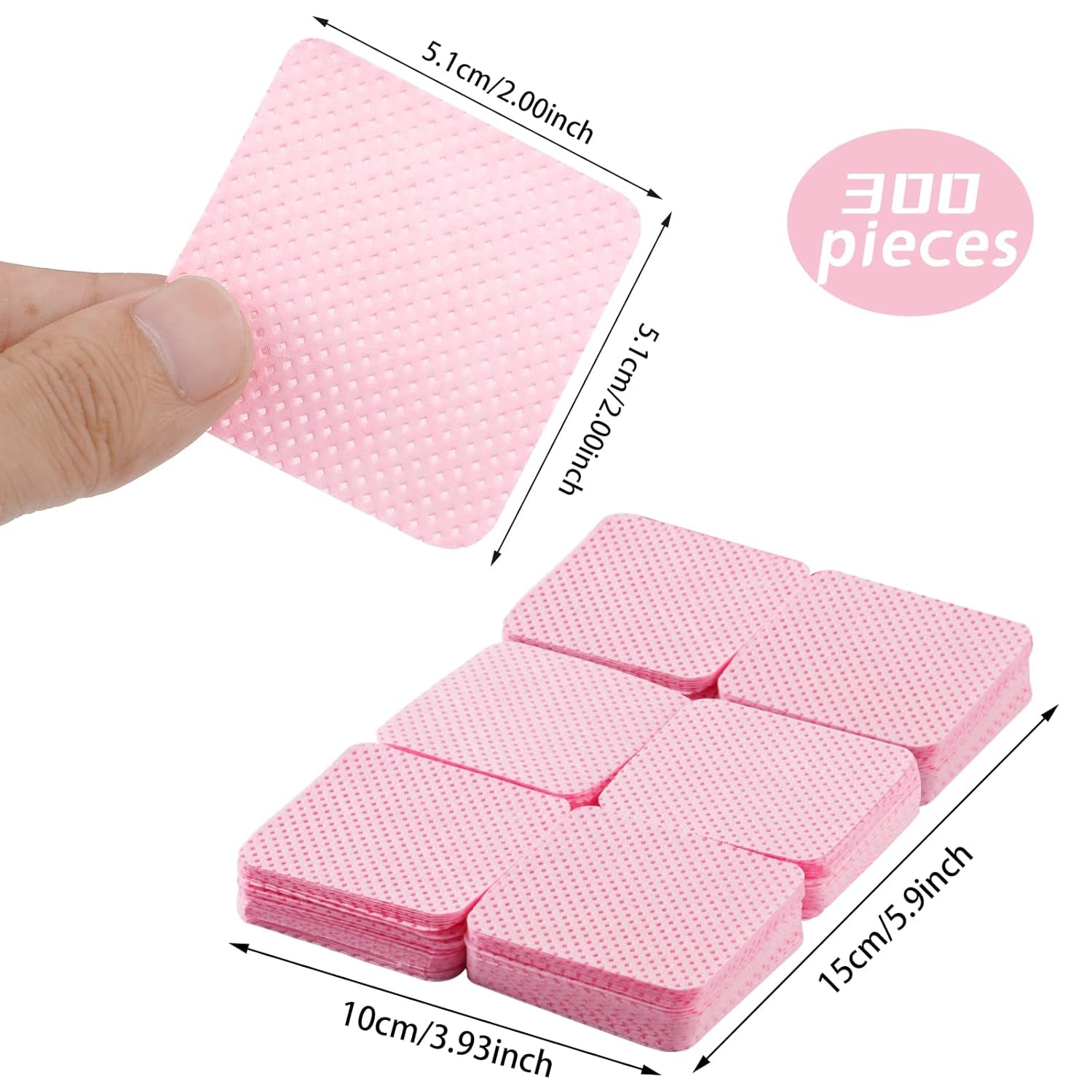 300 Stück Nagellackentferner Pads, Fusselfreie Nägel Wattepads Für Nägel Nagellackentferner Ubrousky na nehty Cleaner Gelnägel - Rosa