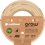 Zahradní hadice Cellfast GROW, odolná, pružná, 4vrstvá, odolná ATS pletenina, odolná proti UV záření a řasám, bez těžkých kovů, 27 bar, -20/+60°C, 1/2" uzávěr, 15m