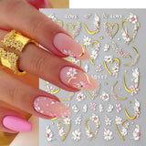 JMEOWIO 3D Nálepka na nehty Blume Nálepka na nehty Selbstklebend Nagelaufkleber 5D Stereoskopické jarní letní květinové dekorace Nageldesign Zubehör 4 Blatt