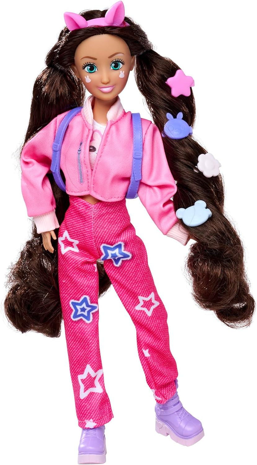 Simba 105953975 - Kawaii Hi Dress-Up Panenka Lucy (26 cm) - Kloubová kadeřnická panenka, králičí panenka s dlouhými vlasy a doplňky Hračka pro 4 roky a více