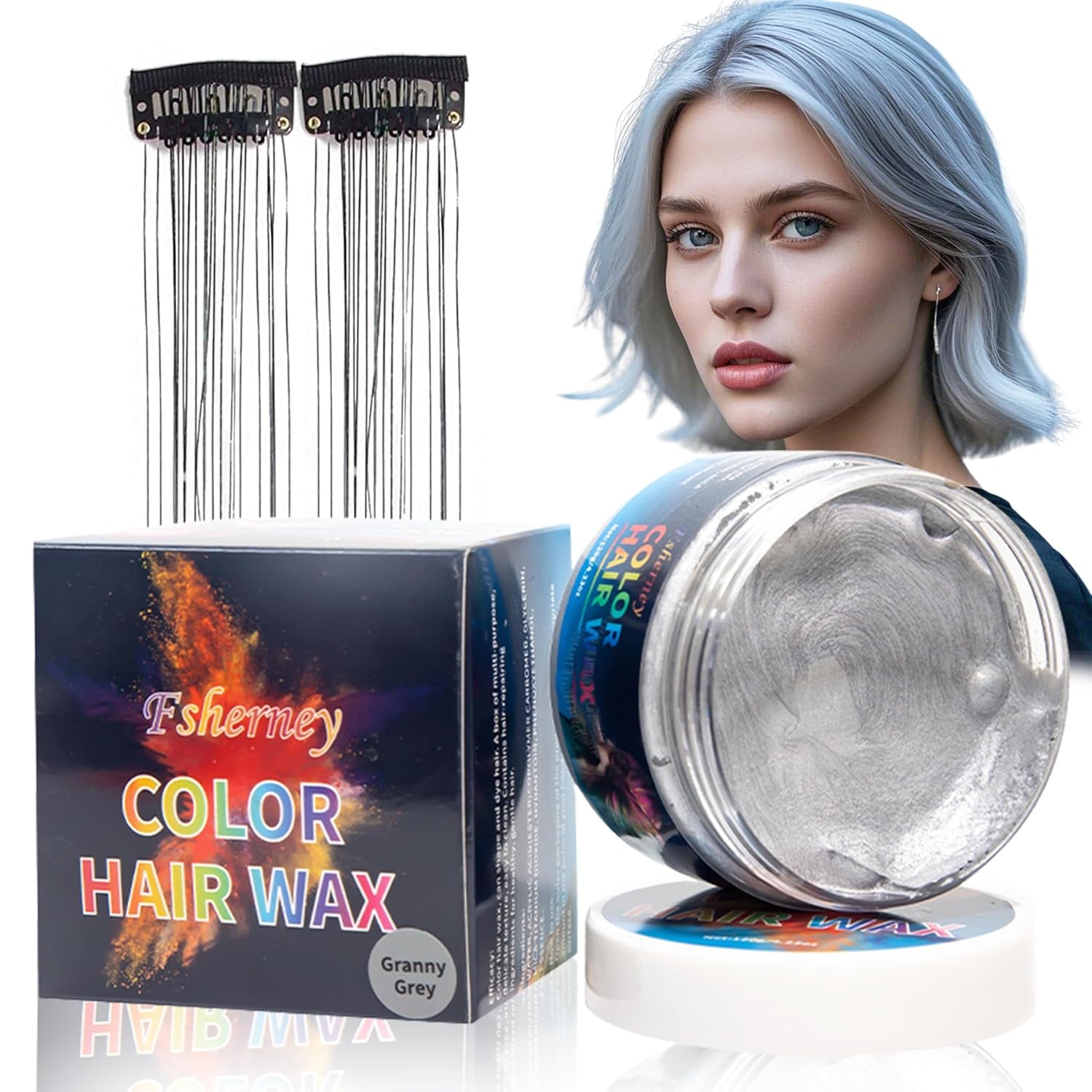 Temporary Green Hair Dye – Vosk pro barvení vlasů, Tón vlasů pro muže Ženy, Přírodní pomáda na vlasy, Vosk pro barvení vlasů Crazy Party Colour Crazy Party (4,23 oz, zelený) Naty Shop Hair Dye Grey 1G (1 balení)