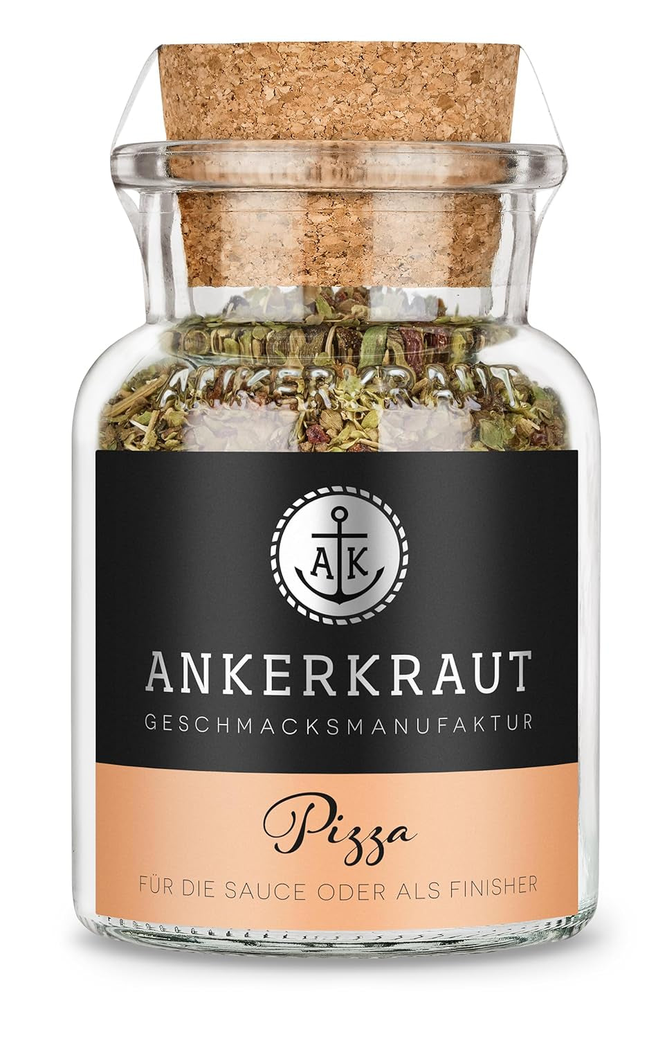 Ankerkraut Pizza, pro originální italskou chuť jako ze Steinofenu, také na těstoviny, rajčatovo-mozzarellu a mnoho dalších jídel, 45 g v korkovém skle
