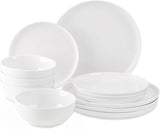 12dílná sada nádobí, porcelánová sada pro 4, sada bílého nádobí s talíři, dezertními talířky a cereáliemi