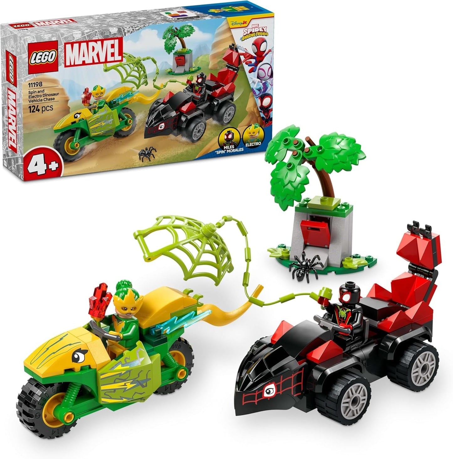 LEGO Marvel akční zábava s točením a elektro ve svých Dino Speedsterech, sestavitelné auto pro superhrdiny pro chlapce a dívky od 4 let, sada pro hrdiny s autíčkem, Spidey a jeho super kamarádi 11198 Stavebnice Beuche den LEGO-Store Výchozí název