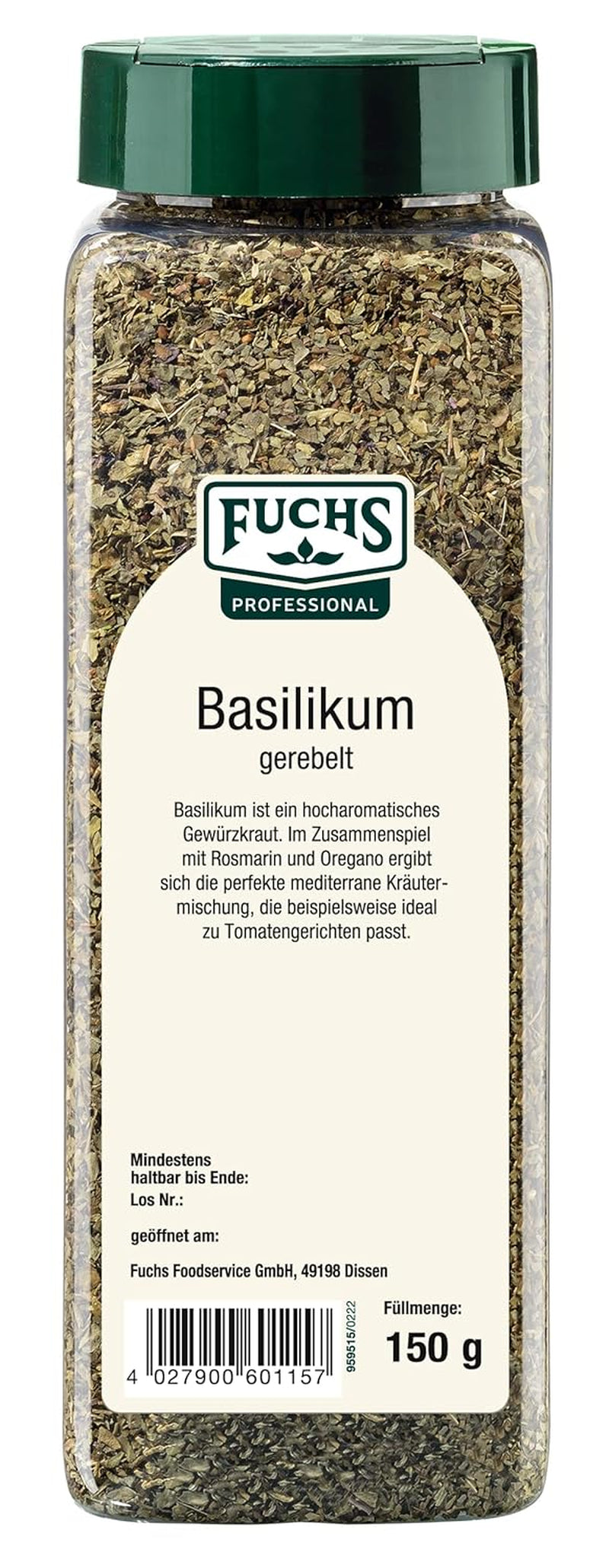 - Basilikum gerebelt | Středomoří Gewürzkraut für Großverbraucher | Mit praktischem Streuaufsatz | 150 g ve velkém množství
