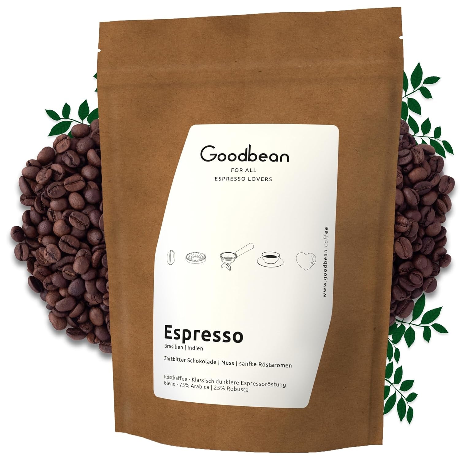 ESPRESSO | Kávová zrna 500g - 100% Arabica | Čerstvě upražené pro přípravu espressa | Celá kávová zrna | Klasická chuť kávy