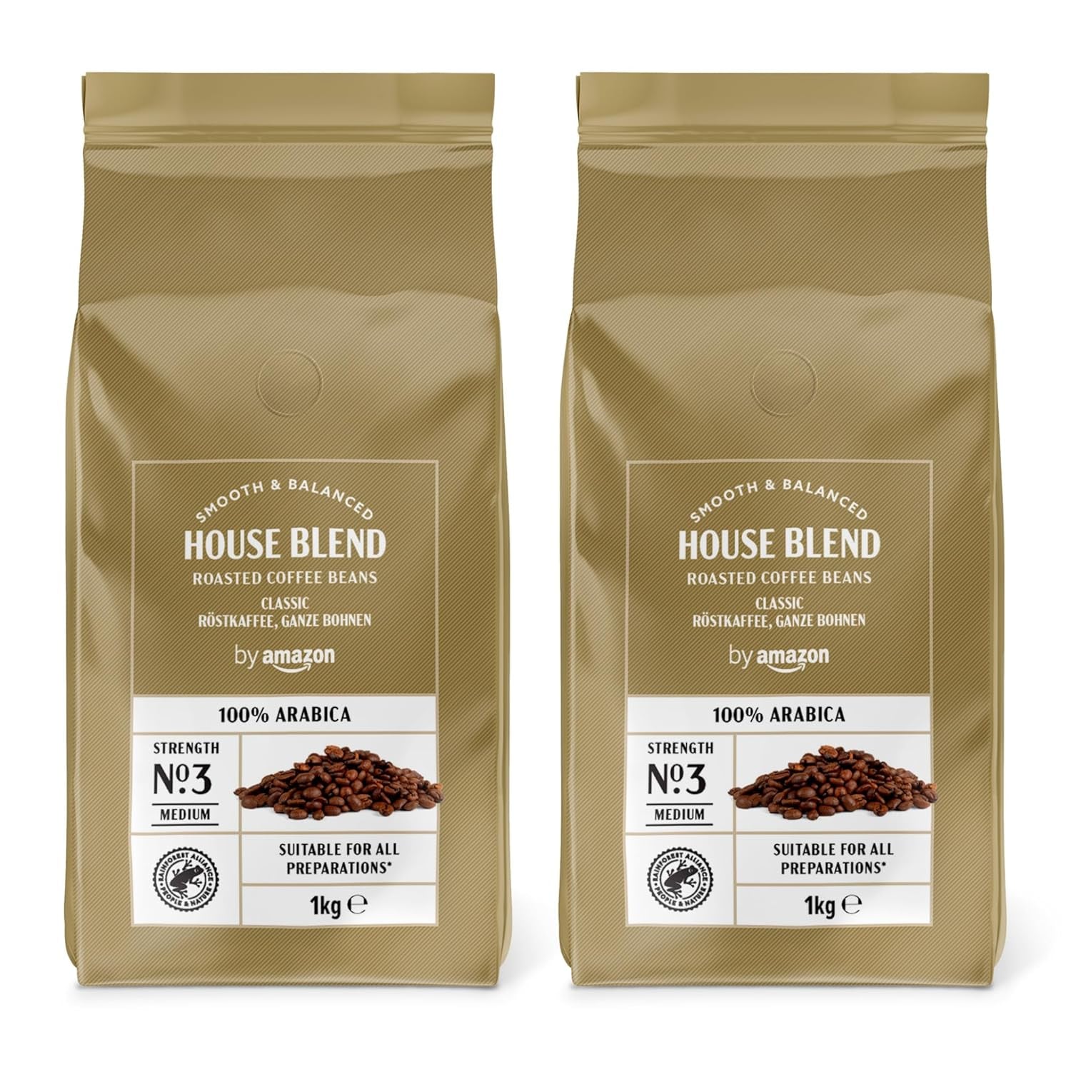 od Amazon Kaffeebohnen, Mittlere Röstung, 100% Arabica, Amaretto, 2 kg (2 balení po 1 kg)