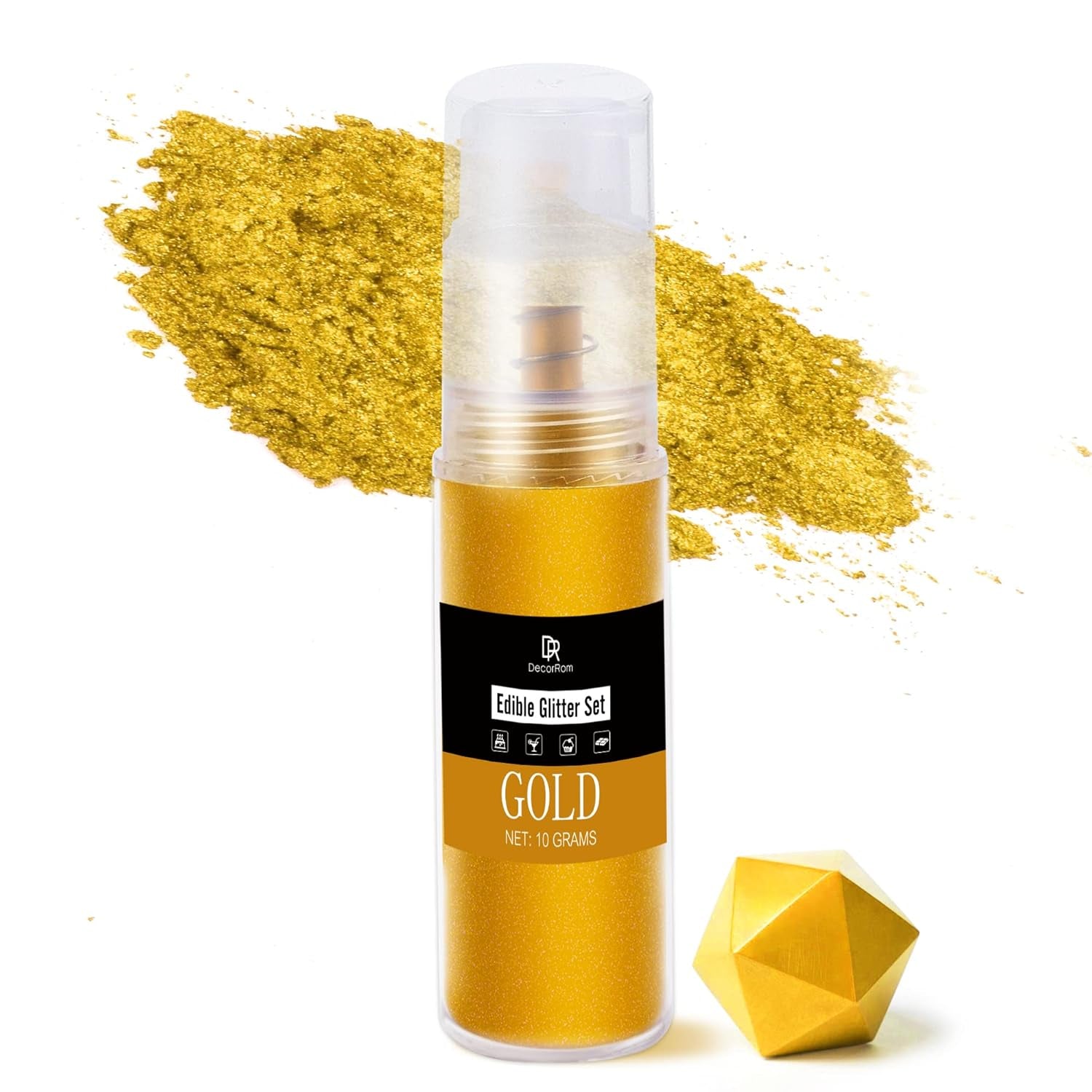 DecoRom, jedlé třpytky, prášek, 10 gramů Glitter Naty Shop Gold