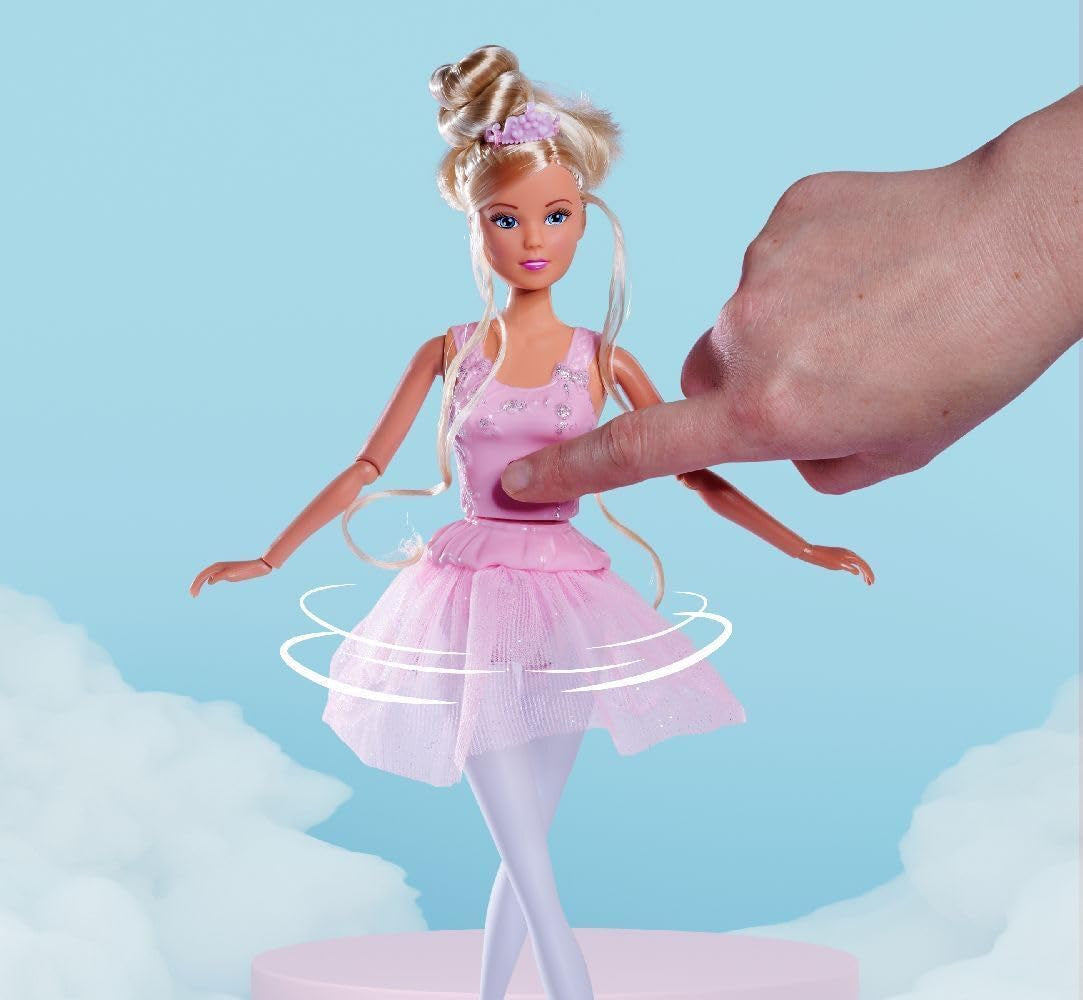 Simba 105733603 - Steffi Love Dancing Ballerina, Steffi jako panenka balerína se zvířecím kamarádem a otočnou sukní, hrací panenka 29 cm, od 3 let