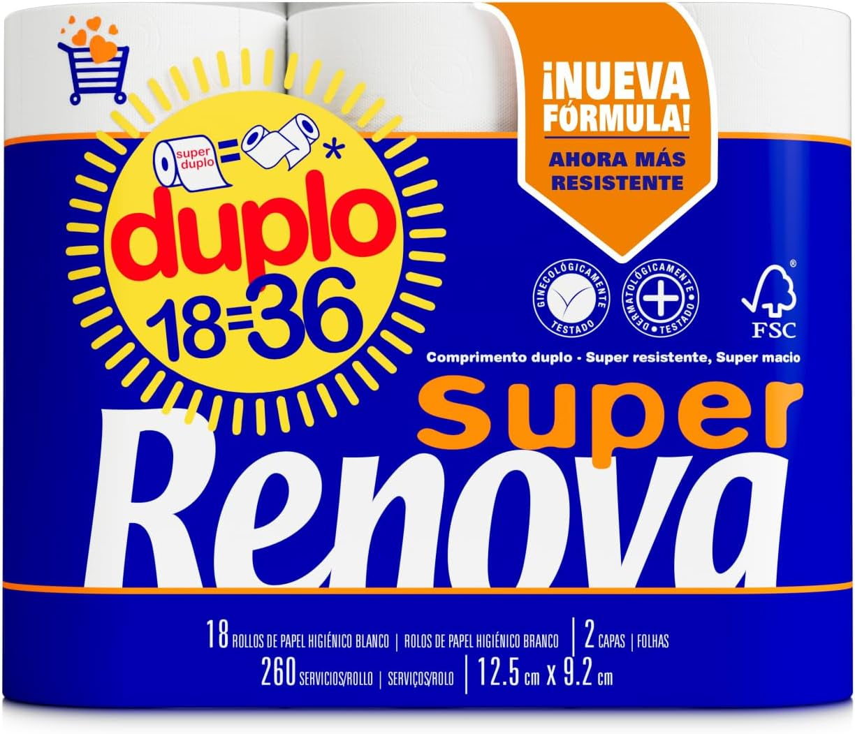Toaletní papír Renova dvojitý, 18 rolí