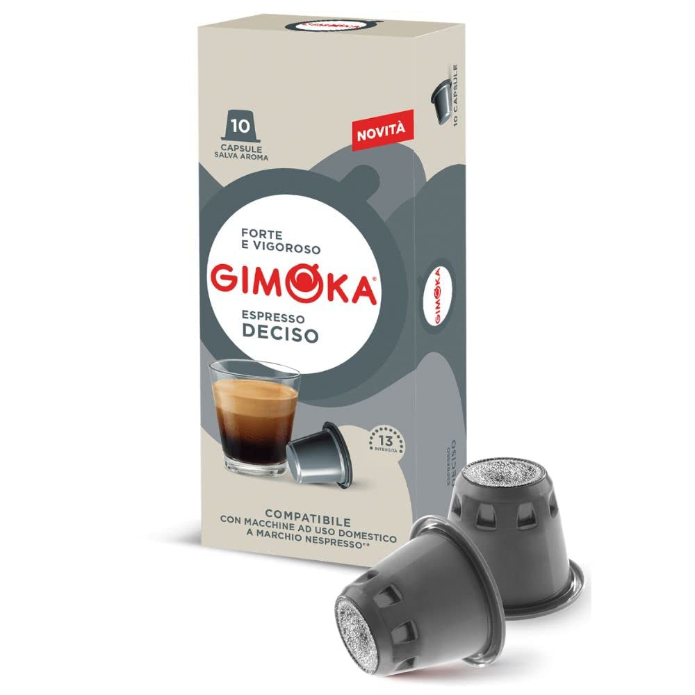 Gimoka Kaffeekapseln Espresso Deciso, Intensität 13/13-100 Kapsel - Kompatibilní s Nespresso* Haushalts-Espressomaschinen - 100 Stück (10 x 10 Getränke) - Hergestellt v Itálii