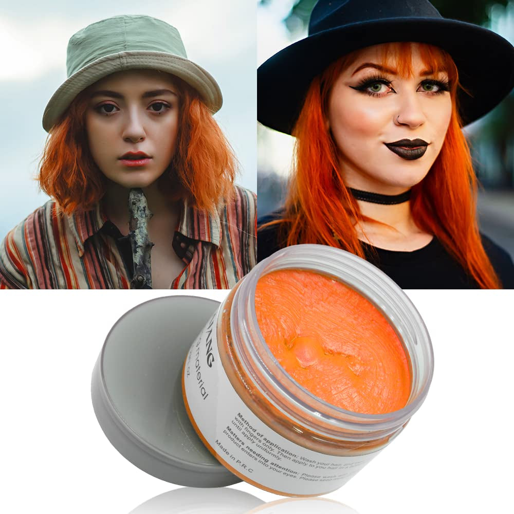 Dočasná barva vlasů, stylingový tón vlasů pro muže, ženy, pomáda pro přírodní vlasy, vosk na barvení vlasů pro párty, cosplay a Halloween, 4,23 oz (stříbrně šedá) barva na vlasy Naty Shop 8 oranžová