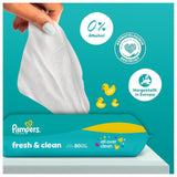 Vlhčené ubrousky Pampers Fresh Clean, 15 balení po 80 ubrouscích, celkem 1200 ubrousků, lehká vůně, vhodné i na ruce a obličej