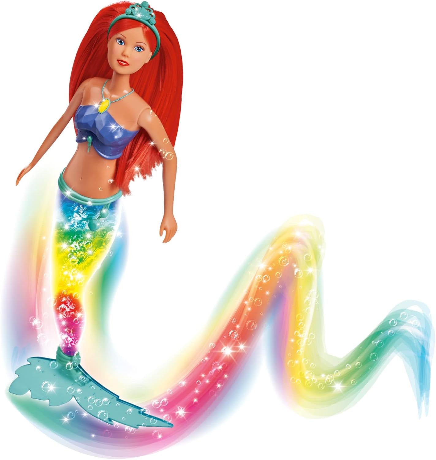 Simba 105733656 - Sparkling Mořská panenka Steffi Love (39 cm) - Svítící mořská panna měnící barvu Luminous Rainbow Vodotěsná hračka pro děti od 3 let