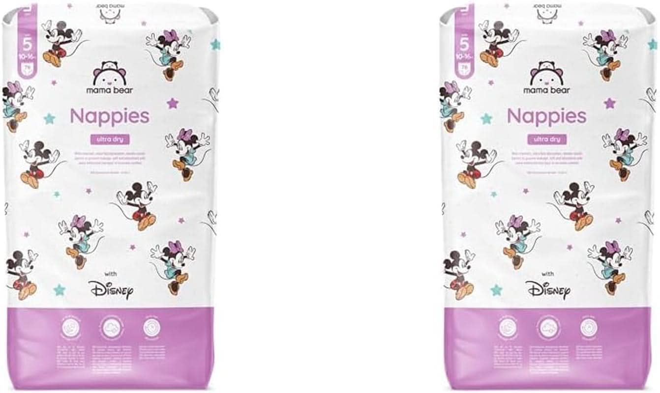 Ultra suché plenky Mama Bear Disney velikost 4 (8-14 kg), bílé, 84 kusů (1 balení) Naty Shop velikost 5 (10-16 kg) (2 balení) Samostatné balení