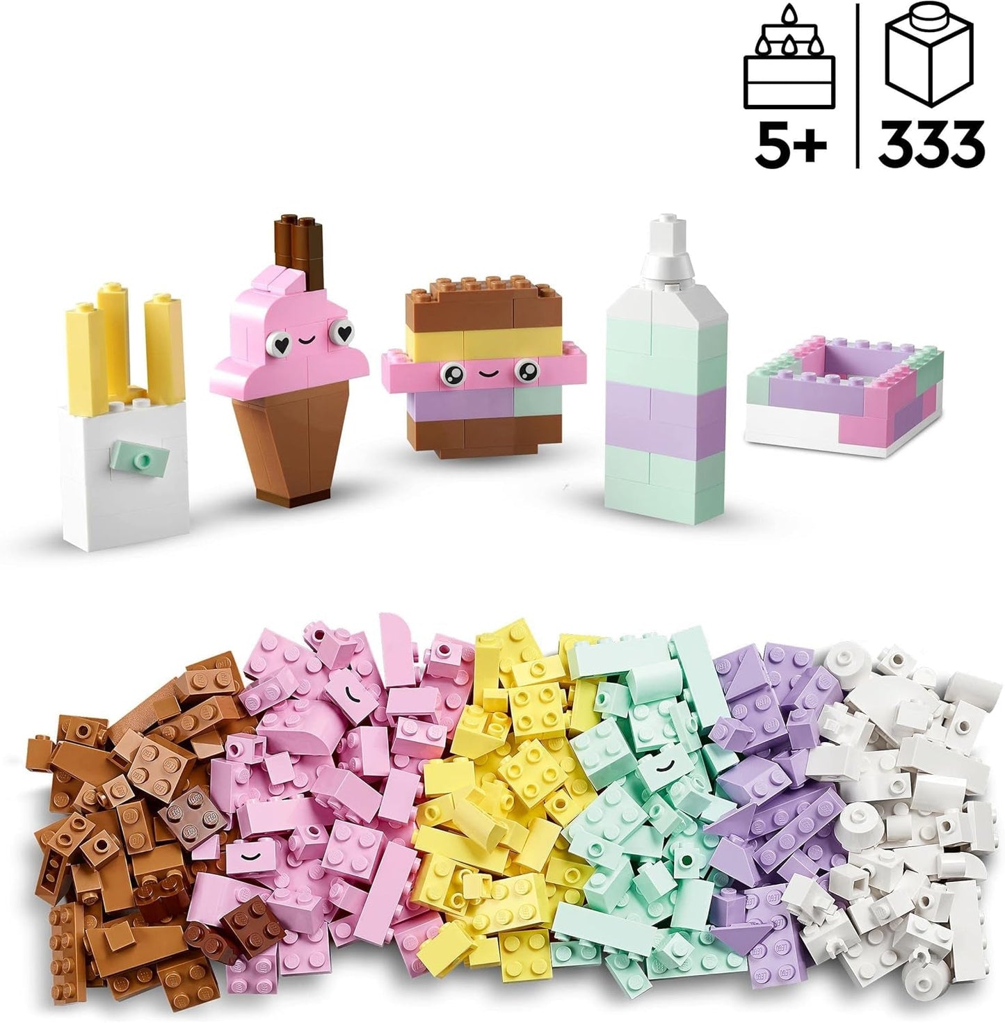 LEGO 11028 Classic Pastelová kreativní stavebnice Kostka, Stavebnice pro dívky a chlapce od 5 let s modely; zmrzlina, dinosaurus, kočka a další Stavebnice Besuche den LEGO-Store