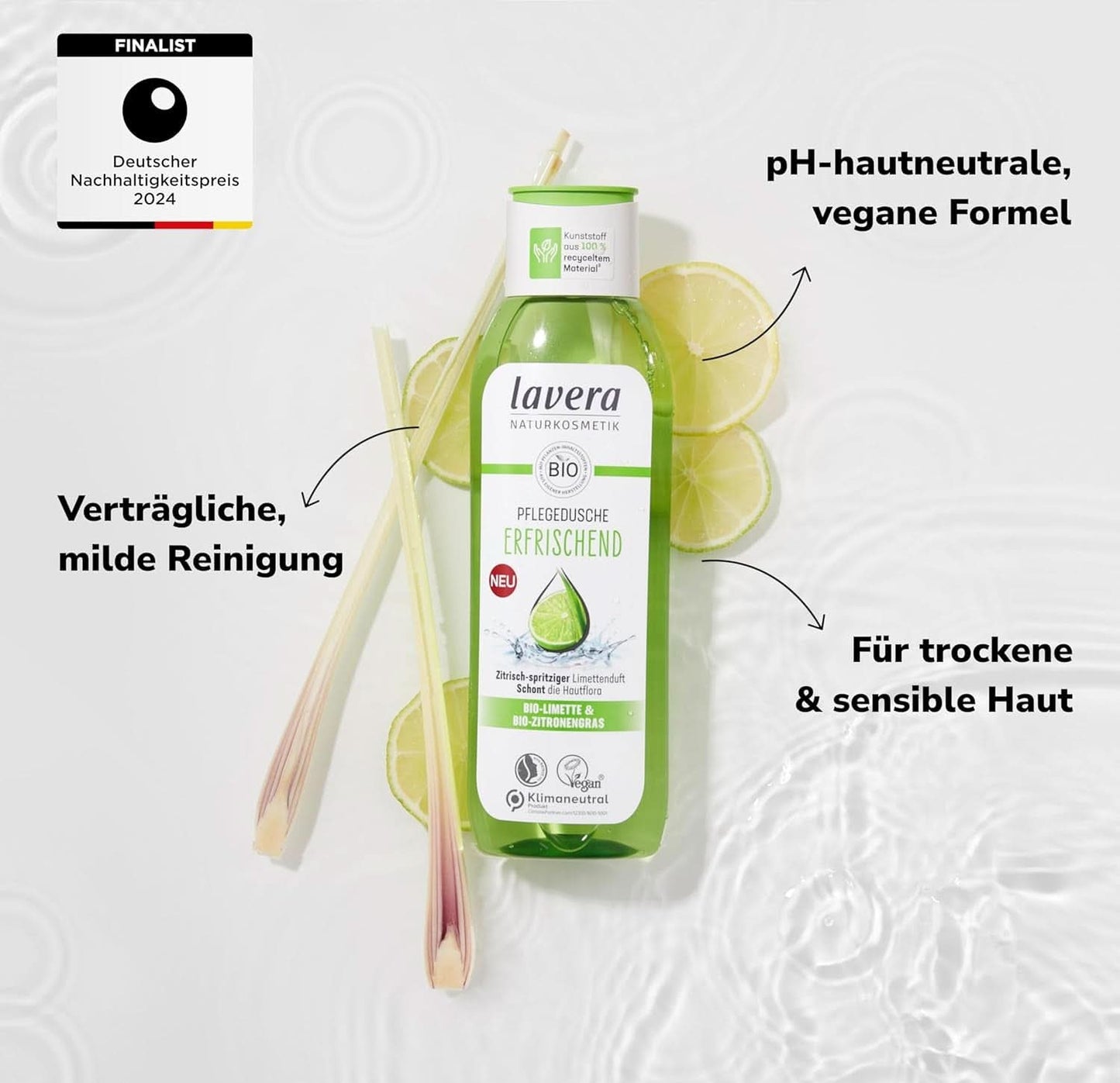 Lavera, Osvěžující sprchový gel s bio limetkou, 250 ml Sprchový kout a koupel Naty Shop