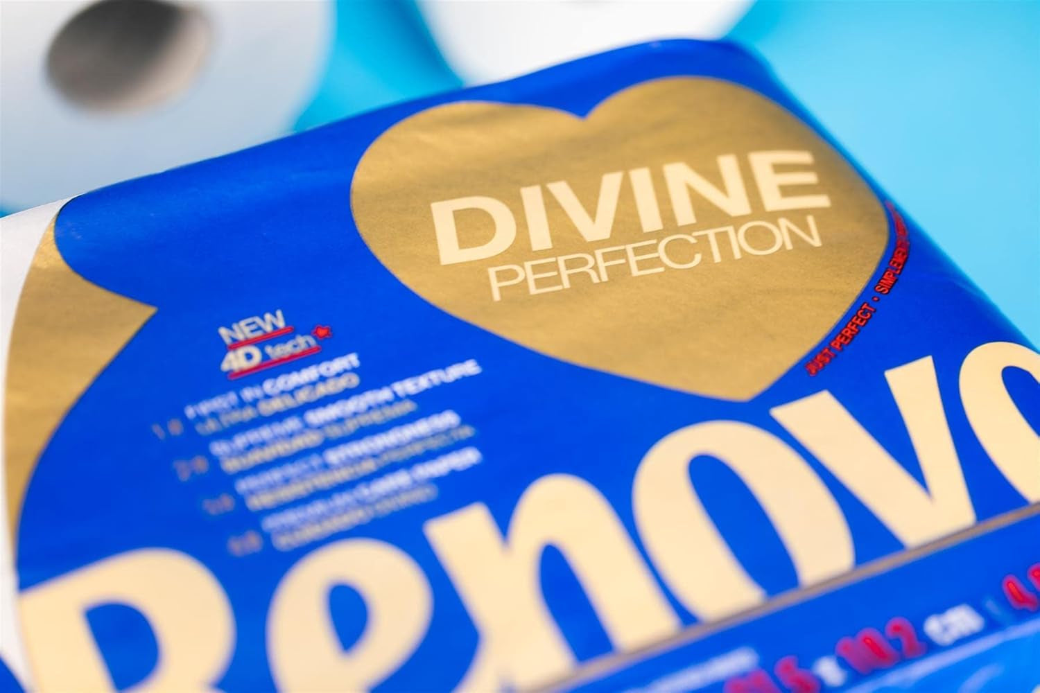 Toaletní papír Renova Renova Divine Perfection, 42 rolí, toaletní papír Premium, 4 vrstvy, ultra měkký, extra pevný, silný, měkký a savý, papír s certifikací Fsc, 4400G