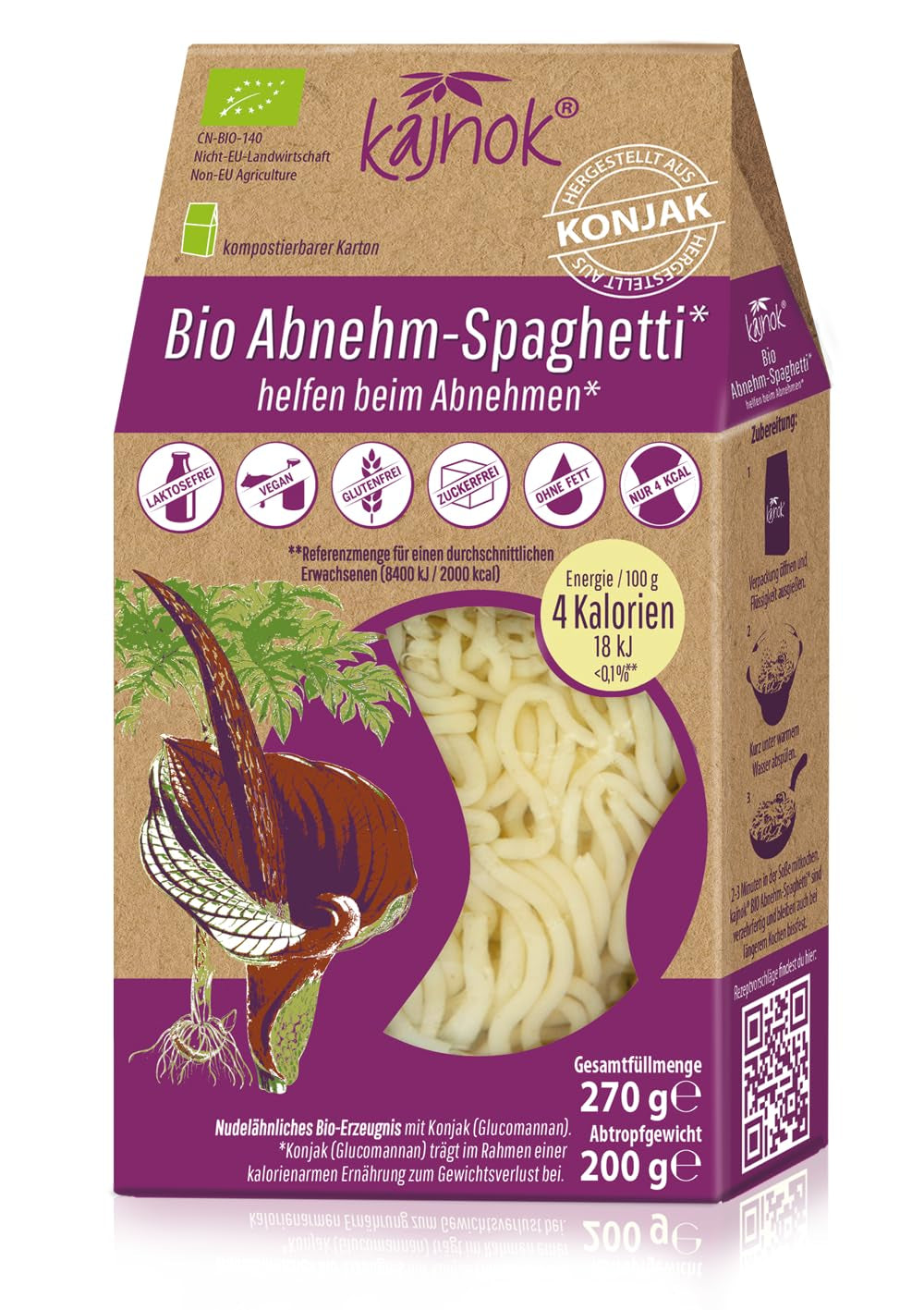 Organické špagety na hubnutí: Konjac špagety - Organické nudle Shirataki na hubnutí - Ideální pro nízkosacharidové diety - Nejlepší alternativa těstovin pro dietu, fitness a zdravý životní styl 10 balení 2,7 kg