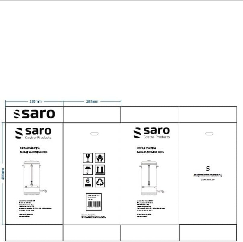 Kávovar Saro s kulatým filtrem - 6,75 l / 40 šálků - nerez - funkce spařování a udržování tepla - bezpečnostní kohoutek - průhledítko - 1,5 kW - model SAROMICA 6005