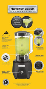 Tyčový mixér Hamilton Beach Commercial® 908®R, HBB908R-CE, 1 HP, 1,3 l polykarbonátová nádoba, 2 rychlosti, 220-240 V, Black Kitchen Naty Shop