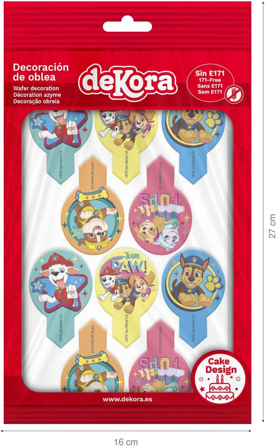 Dekora, Dekorapin Paw Patrol Jedlé ozdoby na dort, 20 jedlých papírových oplatek - 6,5 X 4 cm Naty Shop