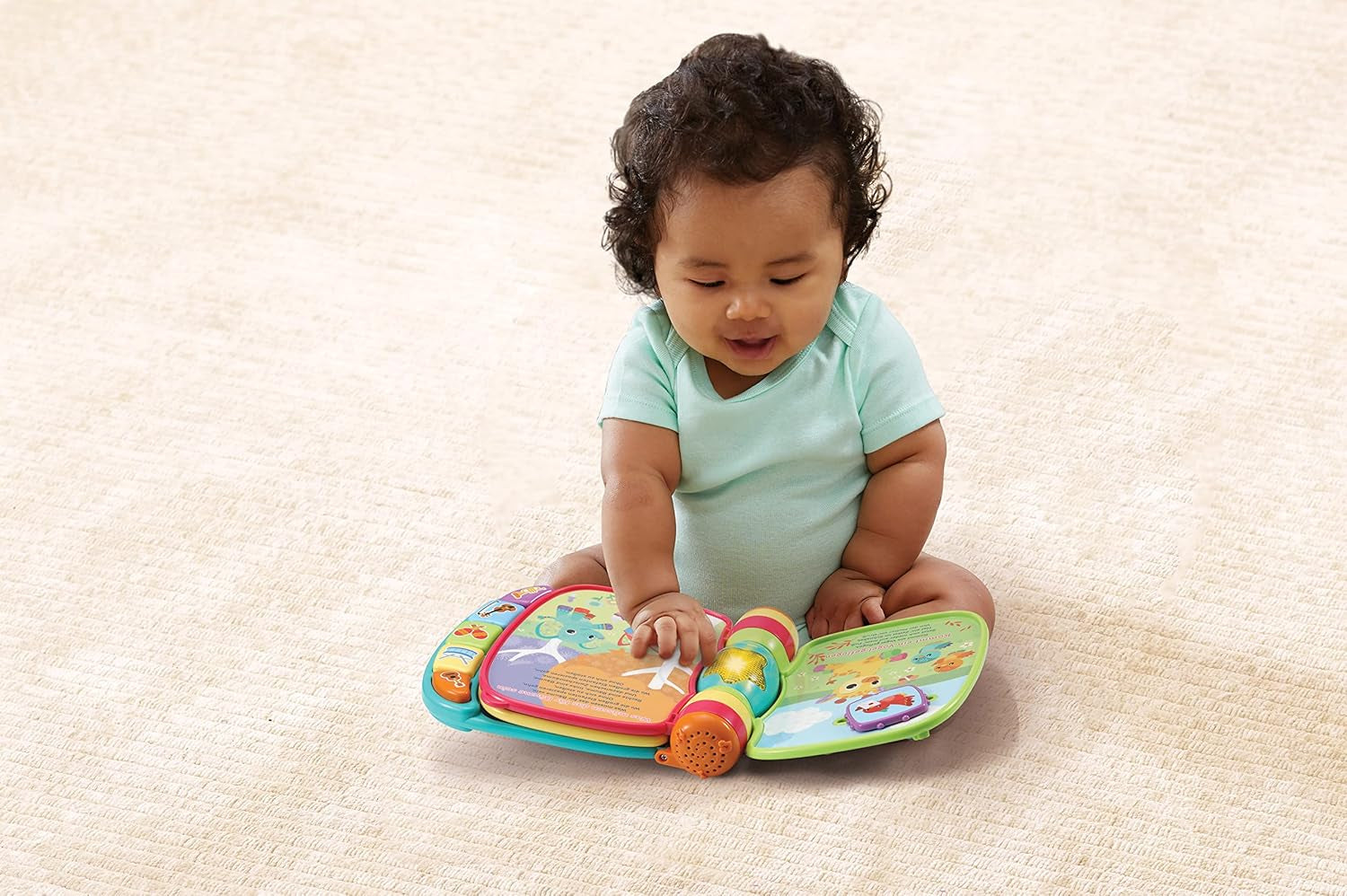 VTech Baby Adventure Play Table - Barevný hrací stůl pro miminka se 6 hracími poli a interaktivními prvky a Baby My First Song Book 6stránková barevná kniha a pohyblivé prvky pro hraní Bebe Toys Naty Shop