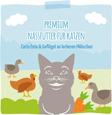 MjAMjAM - prémiové mokré krmivo pro kočky - křehká kachna a drůbež s lahodnou mrkví, 1 balení (1 x 400 g), bez obilovin s extra masem