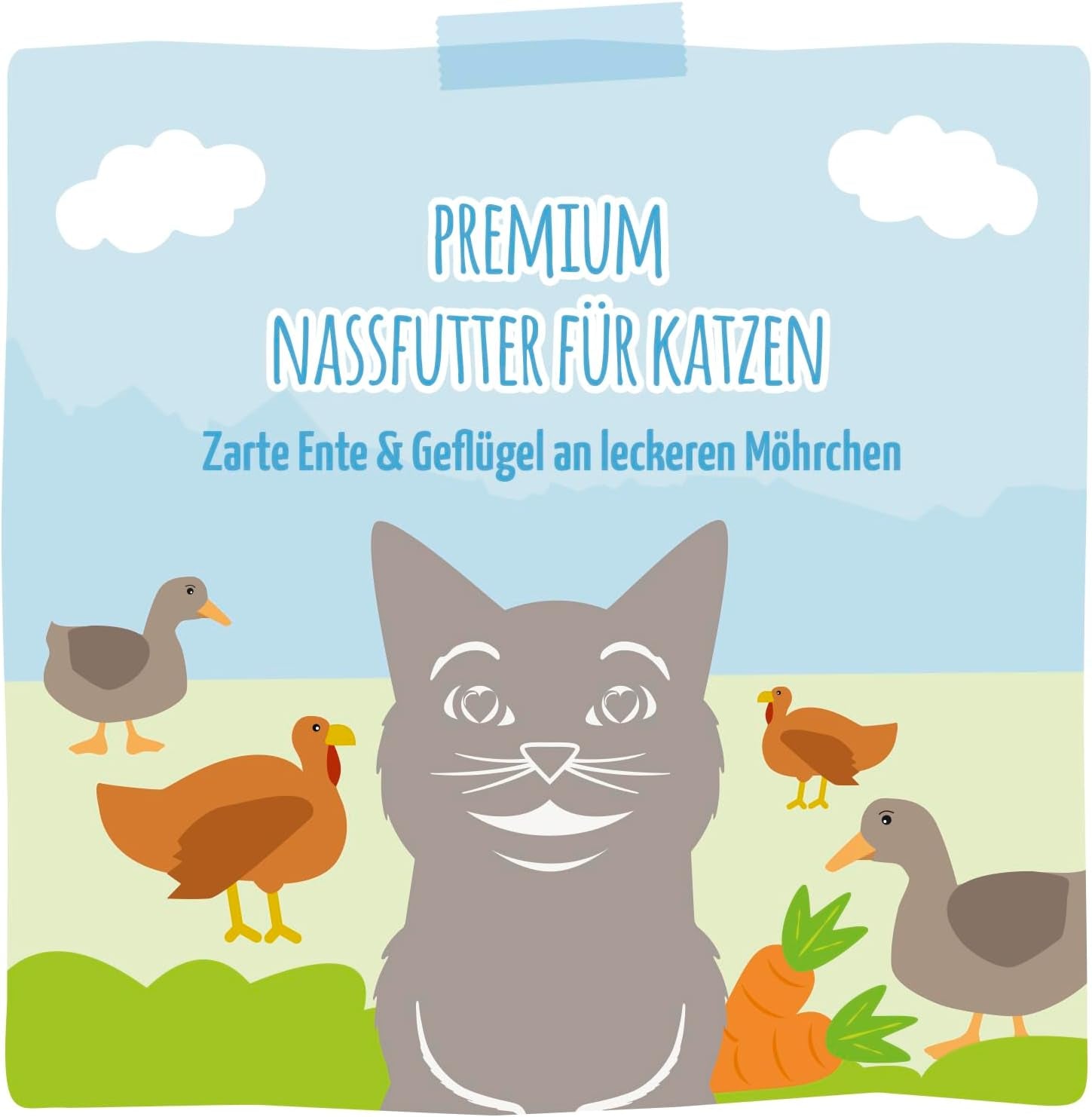 MjAMjAM - prémiové mokré krmivo pro kočky - křehká kachna a drůbež s lahodnou mrkví, 1 balení (1 x 400 g), bez obilovin s extra masem