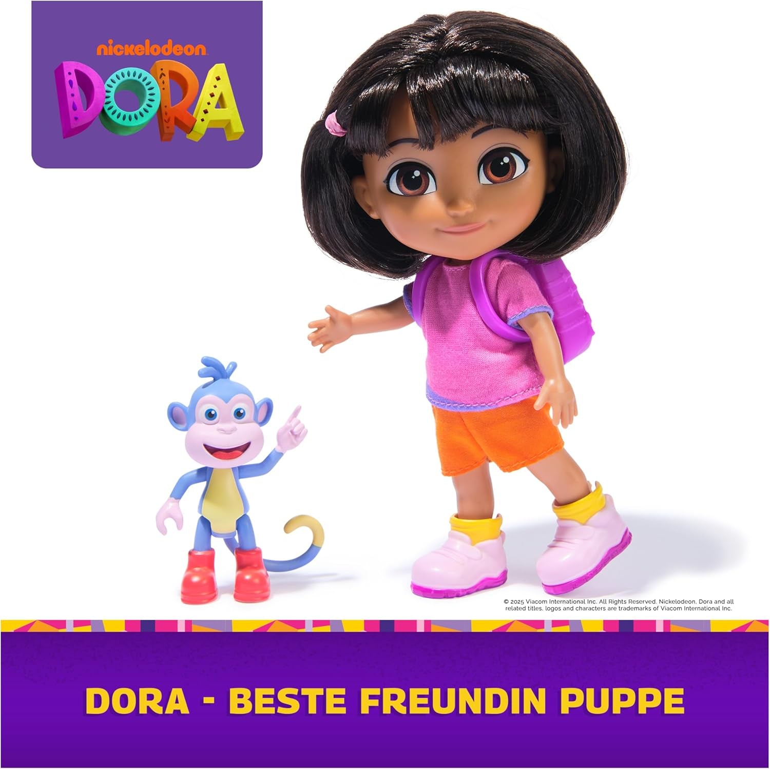 DORA - Best Friend Panenka - velikost 22 cm, s česanými vlásky, brašnou a opičími botami, známá z oblíbeného televizního seriálu, pro děti od 3 let