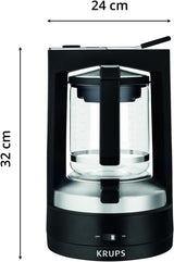 Espresso kávovar Krups T8, 850 W, Automatické vypnutí, 8-12 šálků, Kapacita 1 l, Permanentní filtr, Osvětlený vypínač, Snadné použití, Černá, KM4689