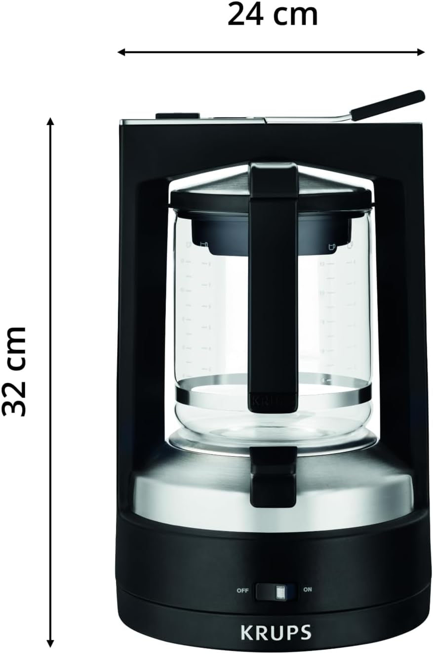 Espresso kávovar Krups T8, 850 W, Automatické vypnutí, 8-12 šálků, Kapacita 1 l, Permanentní filtr, Osvětlený vypínač, Snadné použití, Černá, KM4689