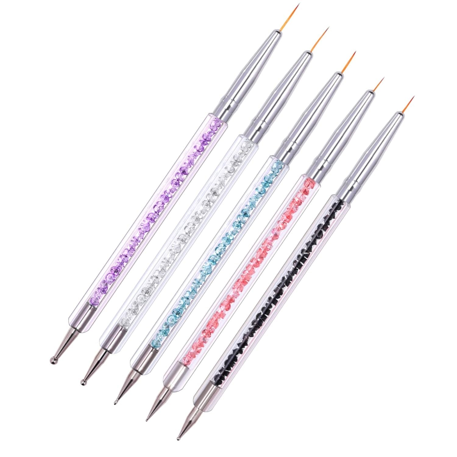 Sada 5 ks Stück Nagel Pinsel, Nageldesign Pinsel, Nail Art Dotting Tools, oboustranné profesionální akrylové pero na zdobení nehtů pro DIY Nail Art Design