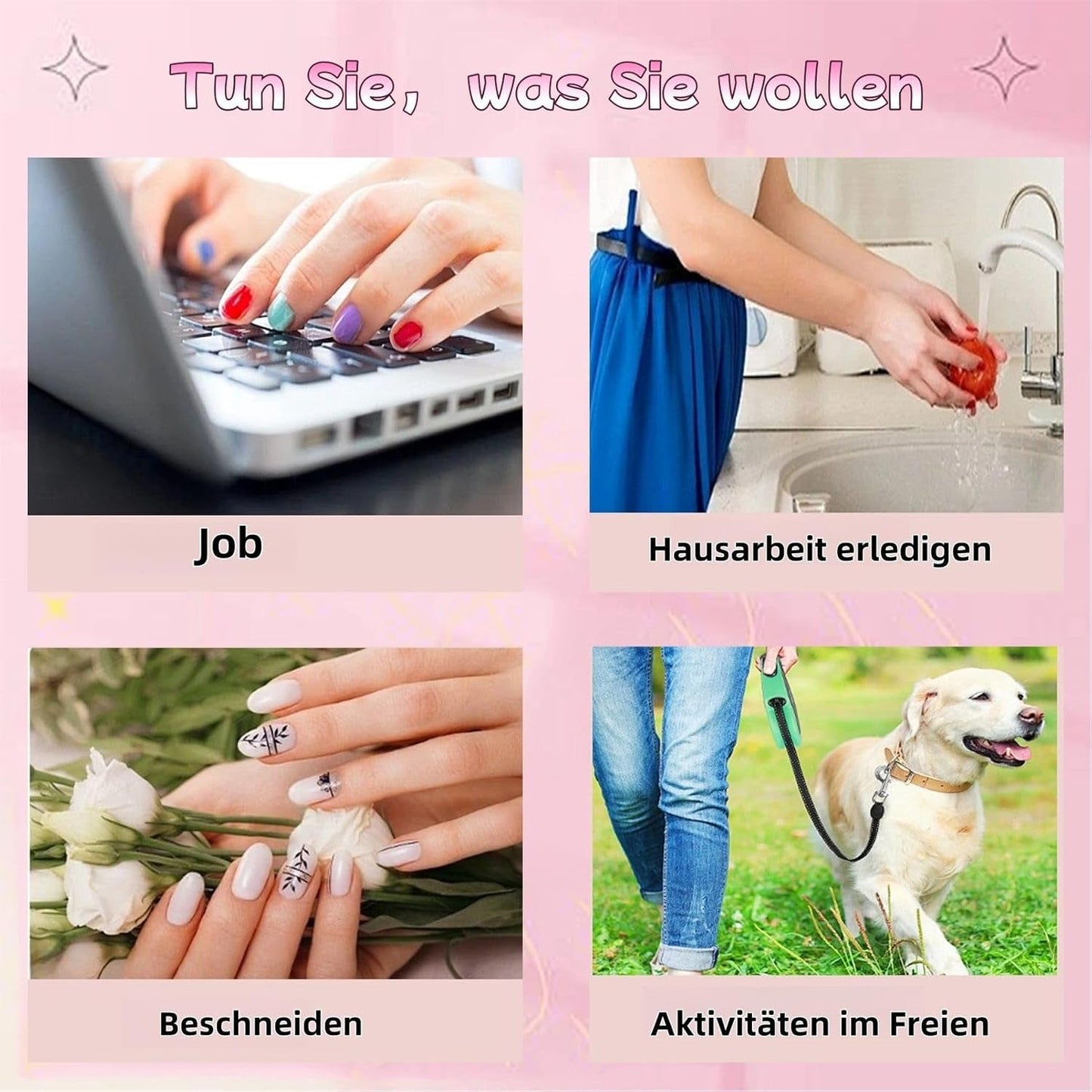 24 ks Růžové jednobarevné falešné nehty Samolepící Neutrální falešné nehty Středně čtvercový měkký gel pro ženy DIY plný kryt třpytky falešné nehty