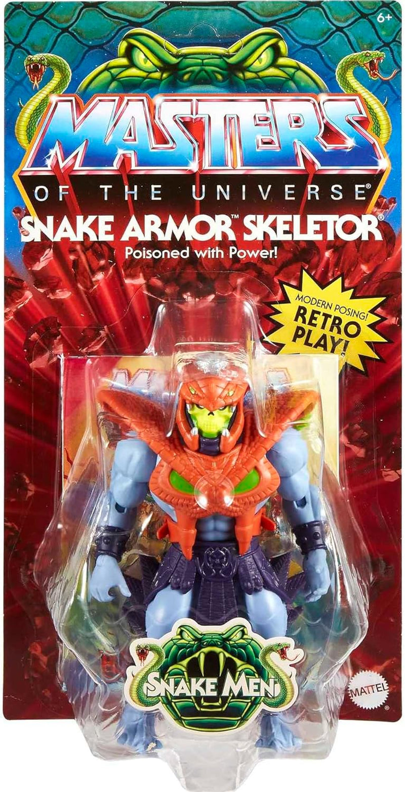 MASTERS of the UNIVERSE Skeletor Snake Armor – 16 pohyblivých kloubů, retro balení, mini komiks, pro děti 6+ a dospělé sběratele, HKM68 akční figurky Naty Shop