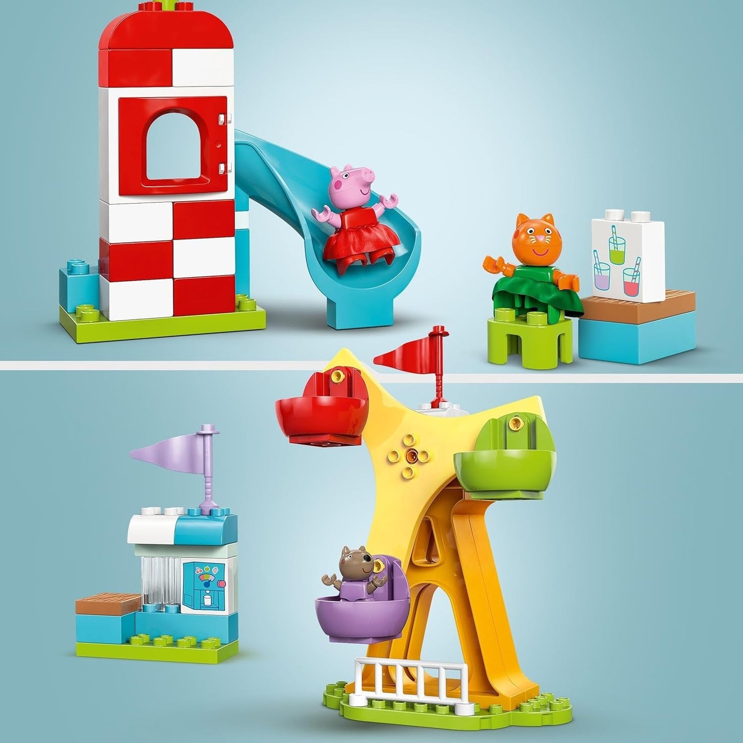 LEGO DUPLO Výstaviště Peppa Wutz - Dětské hračky a motorické hračky pro děti od 2 let - Předškolní hry s velkým kolem, skluzavkou a 3 figurkami včetně Mollie Kitty a Klausi Kläff - Dárek pro děti 10453 Stavebnice Besuche den LEGO-Store