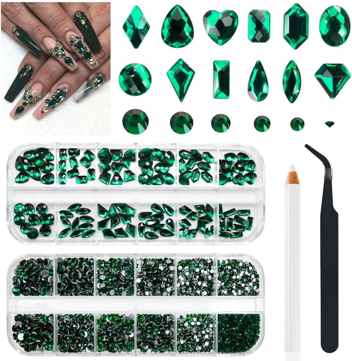 2630ks AB Crystal šumivé kameny na nehty, 120 12 typů Velké šumivé kameny + 2510 6 velikostí Kulaté skleněné kamínky K9 na nehty, kamínky, vzory na nehty, kouzla na nehty pro Face Art