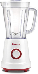 Girmi FR46 Elektrischer Mixer, 1,5 litru, 2 Geschwindigkeiten Mit Pulse-Funktion, 4 Edelstahlklingen, Messbecherdeckel, Messbecher Mit Scale, Sicherheitseinrichtung, Weiß/Rot Kitchen Naty Shop