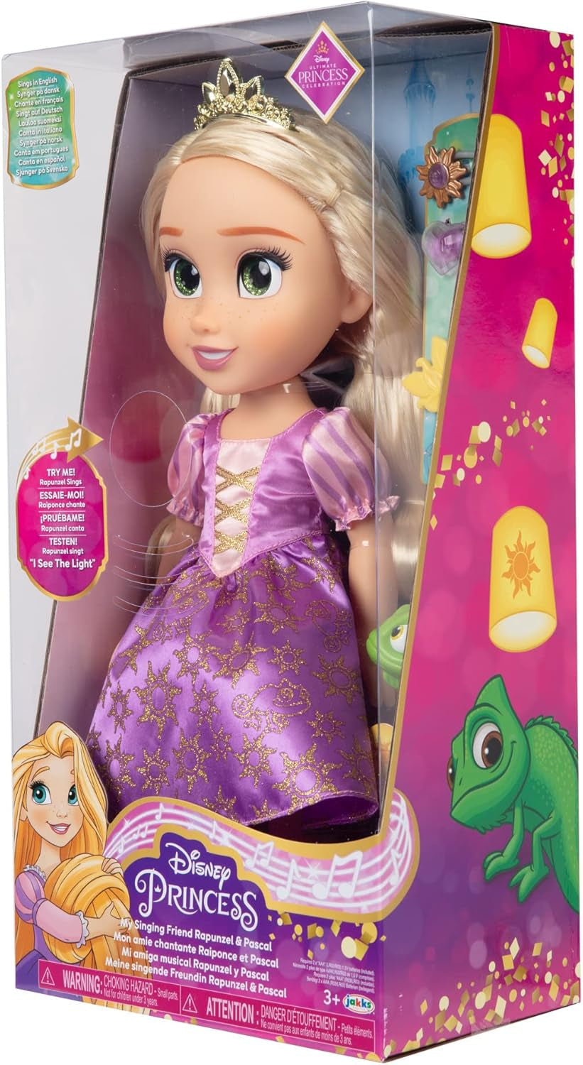 Disney Princezna zpívající panenka Rapunzel 35 cm, zpívá „I See the Light“, Obsahuje doplňky pro více zábavy, Ideální pro dívky od 3 let, Purple Dolls Naty Shop