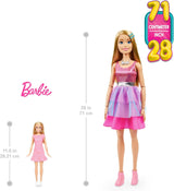Barbie Extra Large Doll (71 cm) - růžové šaty, blond vlasy s sponkou a náhrdelníkem, dárek pro děti 3+, HJY02 Dolls Naty Shop