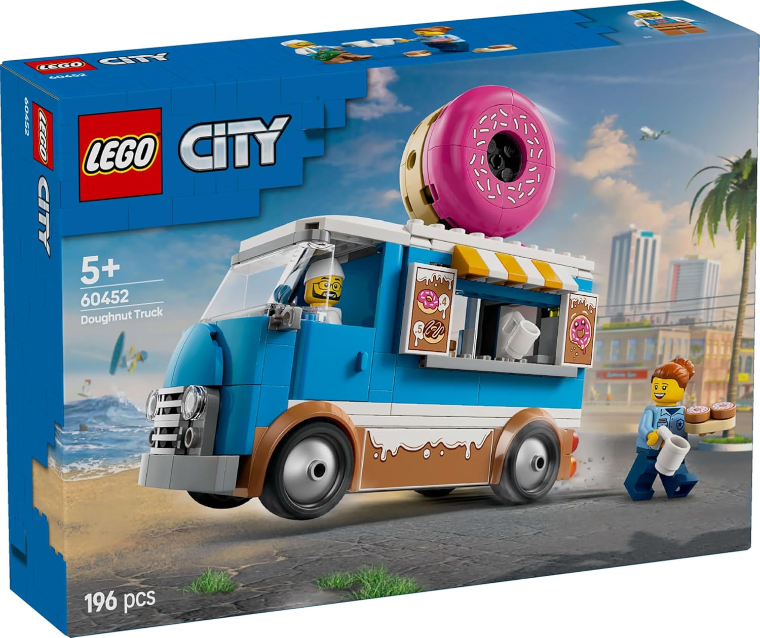 LEGO City Donut Truck - Hrací náklaďák s jídlem se 2 minifigurkami policistů - Stavebnice pro chlapce a dívky ve věku 5+ - Tip na narozeninový dárek a dárek k svátku 60452 Stavebnice Besuche den LEGO-Store