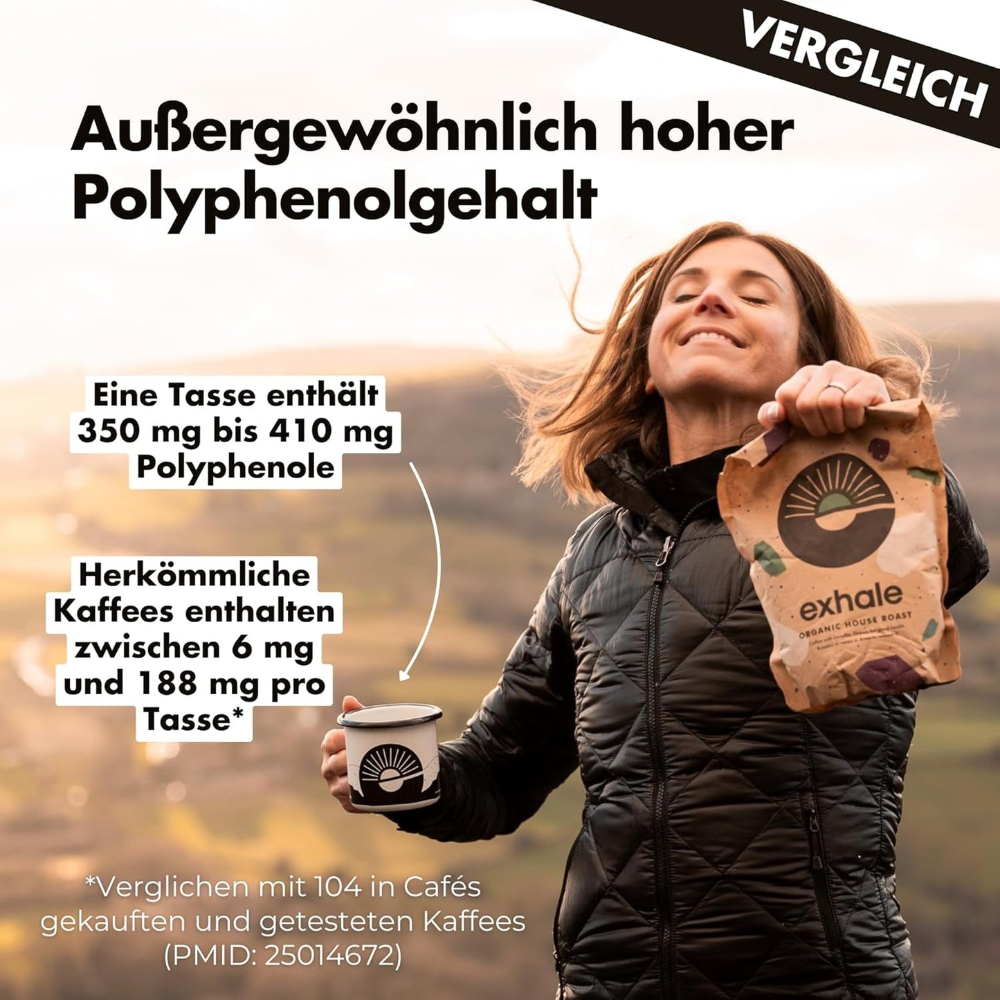 EXHALE Bio GANZE BOHNEN – Dunkel Gerösteter Kaffee – 450g Balení – Mykotoxinfrei & Geeignet für Bulletproof Coffee – Single Origin und 100% Arabica Bohnen