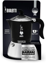 Indukční kávovar Bialetti Fiammetta, 2 šálky (100 ml), vhodný pro všechny typy varných desek, elegantní design, černá