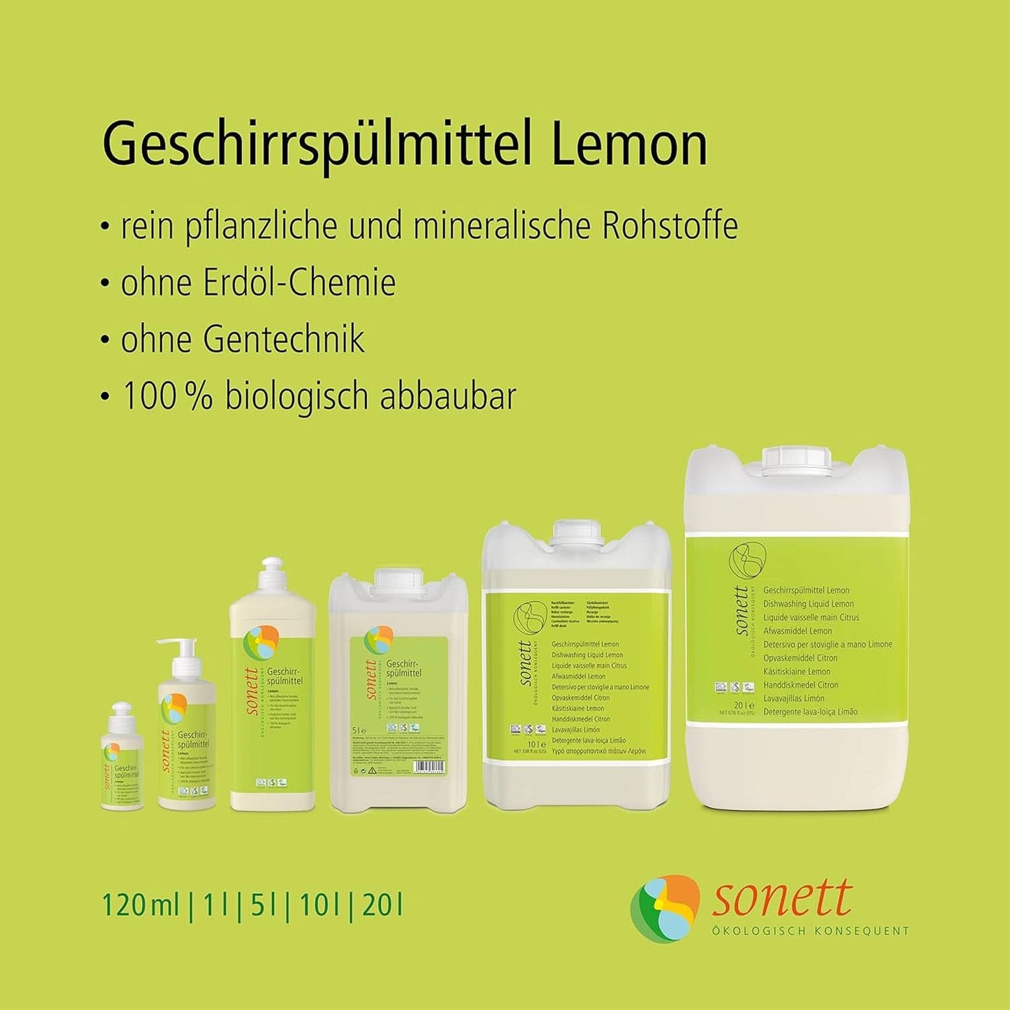 Prostředek na mytí nádobí Sonett Lemon Kitchen Detergents Naty Shop